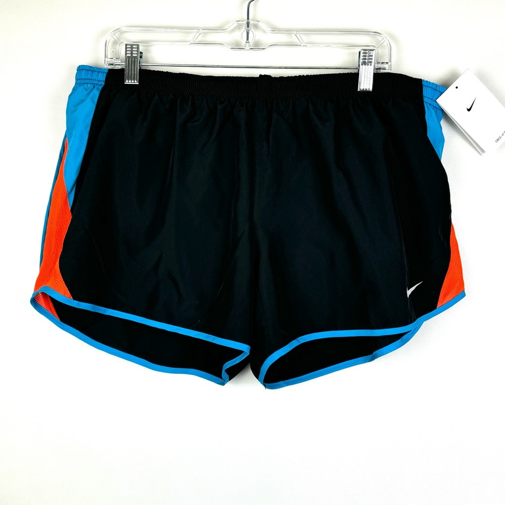 Nike women’s 10k running shorts.  NWT size XXL. Black‎ w/ blue,orange.
